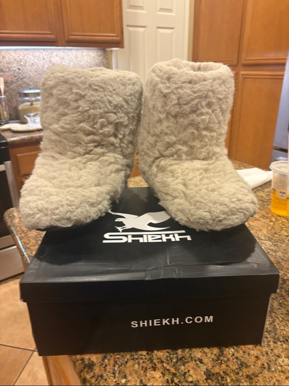 Shiekh Plush Shearling BootS Beige